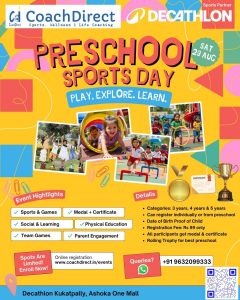 PreSchool Sports Day Hyderabad 29 Aug Decathlon Kukatpally for 3 years to 5 years